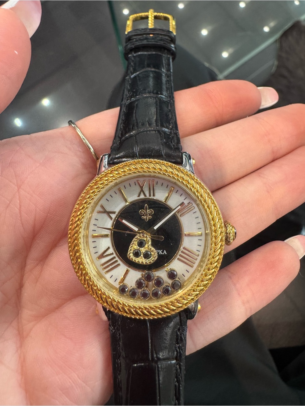 New Judith Ripka Two-Tone Odyssey Floating Crystal Heart Shaker Watch